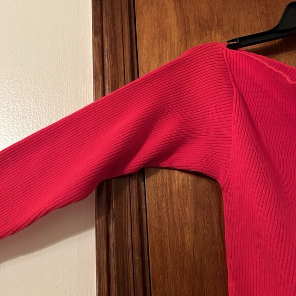 Majorelle Sweater Red Womens Medium Asymmetric Neck Ribbed Revolve Twister Trend - Picture 4 of 9